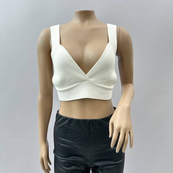 NWT Endless Rose Miley Back Tie Elevated Knit Bralette White Women's Size Large - Picture 6 of 16